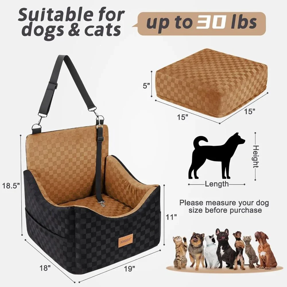 Elevated Dog Car Seat for Small/Medium Dogs up to 35 lbs